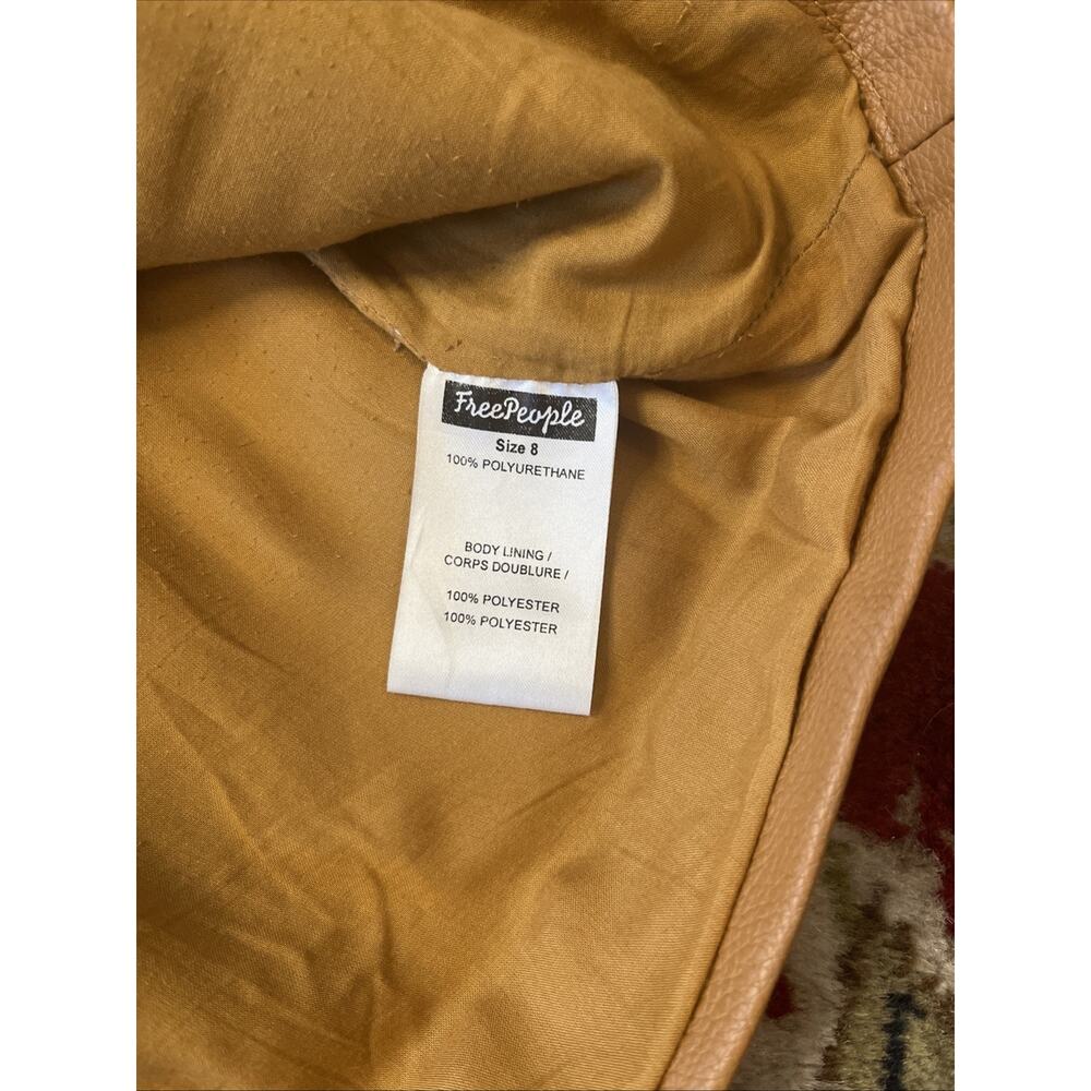 Free People 8 M Faux Vegan Leather Mini Skirt Camel Brown Boho Indie Festival - Picture 5 of 10
